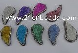 NGP4321 20*40mm - 25*50mm wing-shaped druzy quartz pendants