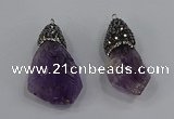 NGP4327 18*35mm - 20*40mm nuggets druzy amethyst pendants