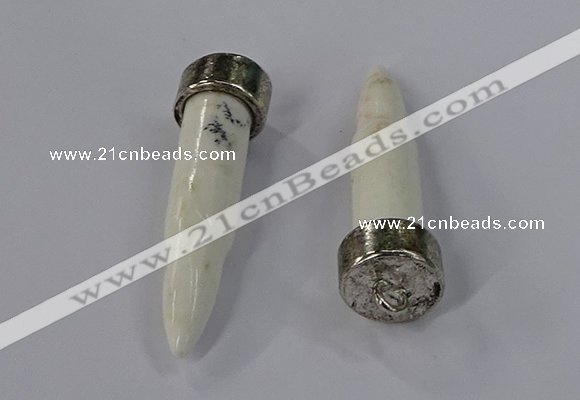 NGP4536 15*52mm bullet-shaped white howlite turquoise pendants
