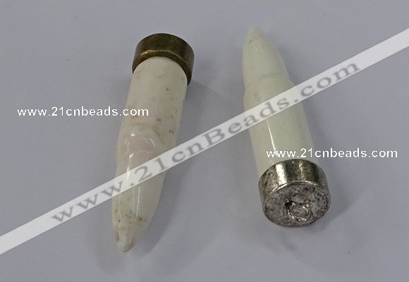 NGP4546 15*56mm bullet-shaped white howlite turquoise pendants