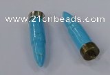 NGP4550 15*56mm bullet-shaped white howlite turquoise pendants