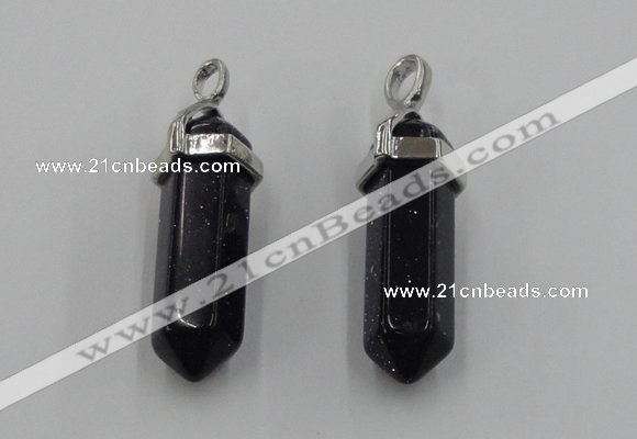 NGP5007 8*30mm sticks blue goldstone pendants wholesale