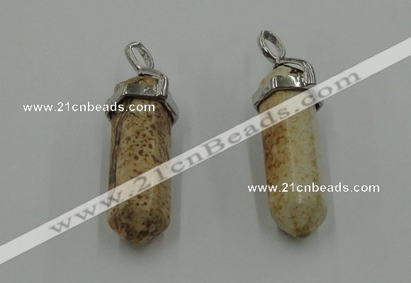 NGP5010 8*30mm sticks picture jasper pendants wholesale