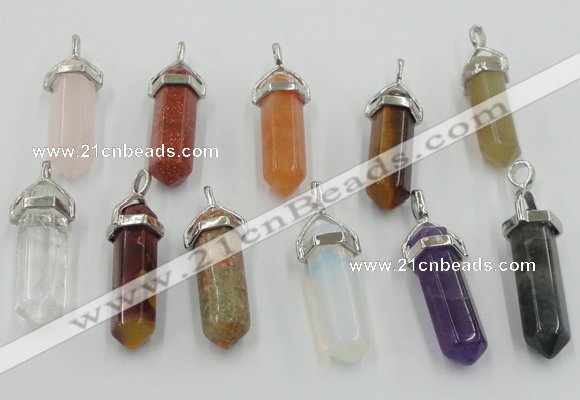 NGP5022 8*30mm sticks mixed gemstone pendants wholesale