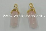 NGP5027 8*30mm sticks rose quartz gemstone pendants wholesale