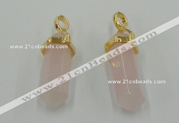 NGP5027 8*30mm sticks rose quartz gemstone pendants wholesale