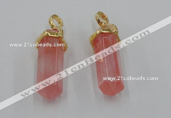 NGP5028 8*30mm sticks cherry quartz gemstone pendants wholesale