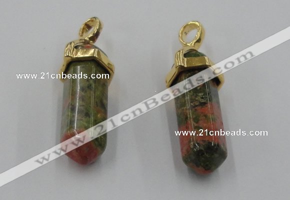 NGP5039 8*30mm sticks unakite gemstone pendants wholesale