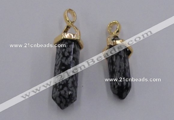 NGP5046 8*30mm sticks snowflake obsidian pendants wholesale