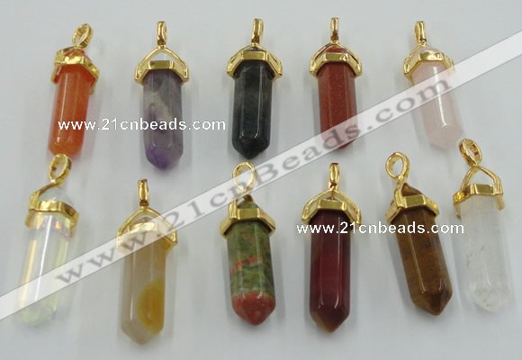 NGP5047 8*30mm sticks mixed gemstone pendants wholesale