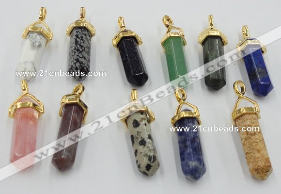 NGP5048 8*30mm sticks mixed gemstone pendants wholesale