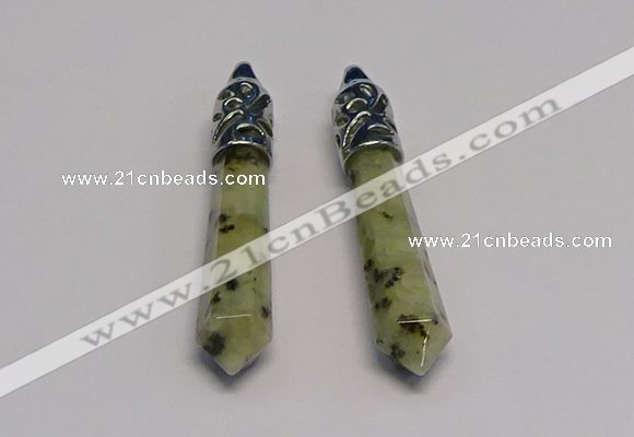 NGP5419 10*65mm sticks kiwi jasper pendants wholesale