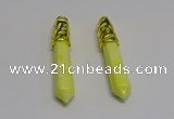 NGP5444 10*65mm sticks lemon jade gemstone pendants wholesale