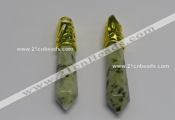 NGP5445 10*65mm sticks kiwi jasper pendants wholesale