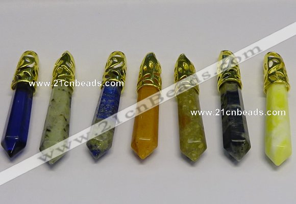 NGP5448 10*65mm sticks mixed gemstone pendants wholesale