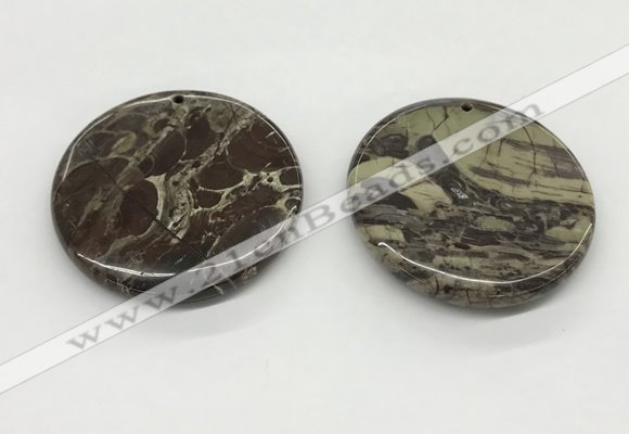 NGP5500 50mm flat round rainforest agate pendants wholesale