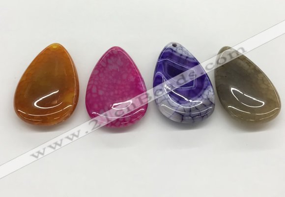 NGP5517 30*50mm flat teardrop agate gemstone pendants