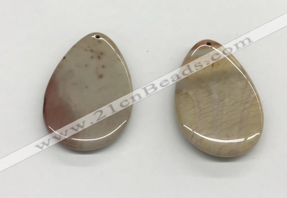 NGP5520 35*50mm flat teardrop ocean jasper pendants wholesale