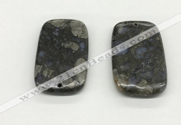 NGP5530 35*55mm rectangle grey opal gemstone pendants