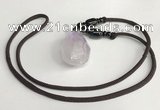 NGP5587 Lavender amethyst nugget pendant with nylon cord necklace