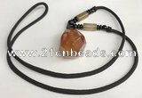 NGP5589 Agate nugget pendant with nylon cord necklace