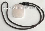 NGP5595 Rose quartz rectangle pendant with nylon cord necklace