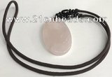 NGP5597 Rose quartz oval pendant with nylon cord necklace