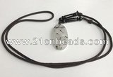 NGP5601 Black rutilated quartz oval pendant with nylon cord necklace