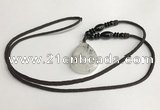 NGP5603 Black rutilated quartz teardrop pendant with nylon cord necklace