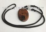 NGP5620 Mahogany obsidian oval pendant with nylon cord necklace