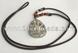 NGP5628 Jasper flat teardrop pendant with nylon cord necklace