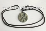 NGP5632 Jasper oval pendant with nylon cord necklace
