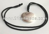 NGP5637 Shell flat round pendant with nylon cord necklace