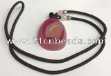 NGP5653 Agate flat teardrop pendant with nylon cord necklace