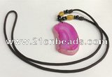NGP5658 Agate freeform pendant with nylon cord necklace