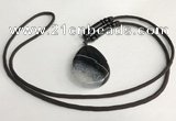 NGP5660 Agate flat teardrop pendant with nylon cord necklace