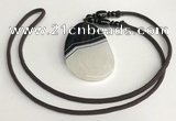 NGP5665 Agate flat teardrop pendant with nylon cord necklace