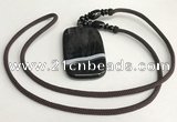 NGP5678 Agate rectangle pendant with nylon cord necklace