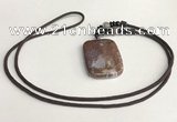 NGP5696 Agate rectangle pendant with nylon cord necklace