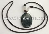 NGP5699 Agate oval pendant with nylon cord necklace