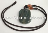 NGP5701 Agate oval pendant with nylon cord necklace