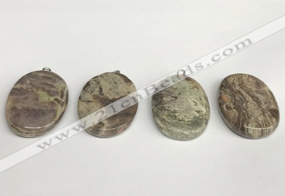 NGP5746 25*35mm oval rainforest agate pendants wholesale