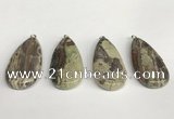 NGP5747 20*40mm flat teardrop rainforest agate pendants