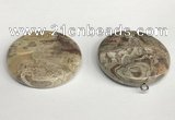 NGP5749 35mm flat round rainforest agate pendants wholesale