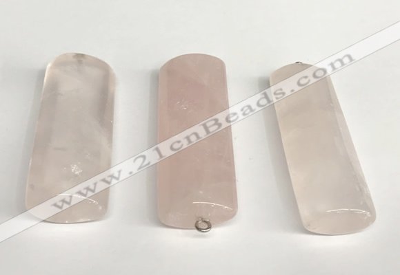 NGP5769 18*55mm - 20*58mm flat tube rose quartz pendants wholesale