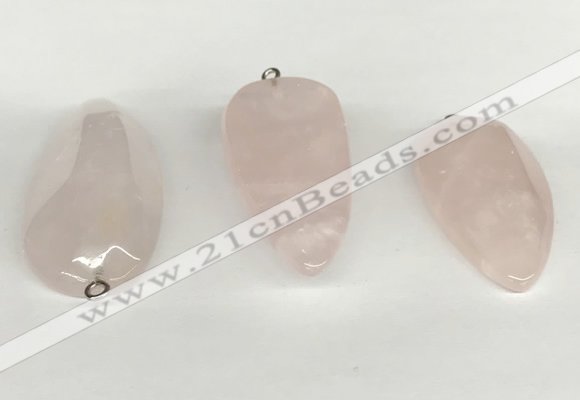 NGP5771 22*48mm - 25*55mm flat teardrop rose quartz pendants