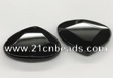 NGP5789 43*53mm faceted flat teardrop black agate pendants