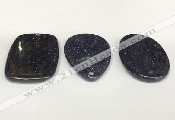 NGP5858 35*55mm freeform blue goldstone pendants wholesale