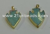 NGP6001 22*30mm - 25*35mm arrowhead amazonite gemstone pendants