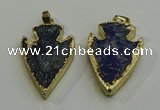 NGP6003 22*30mm - 25*35mm arrowhead lapis lazuli gemstone pendants